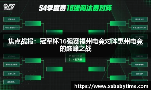 焦点战报：冠军杯16强赛福州电竞对阵惠州电竞的巅峰之战